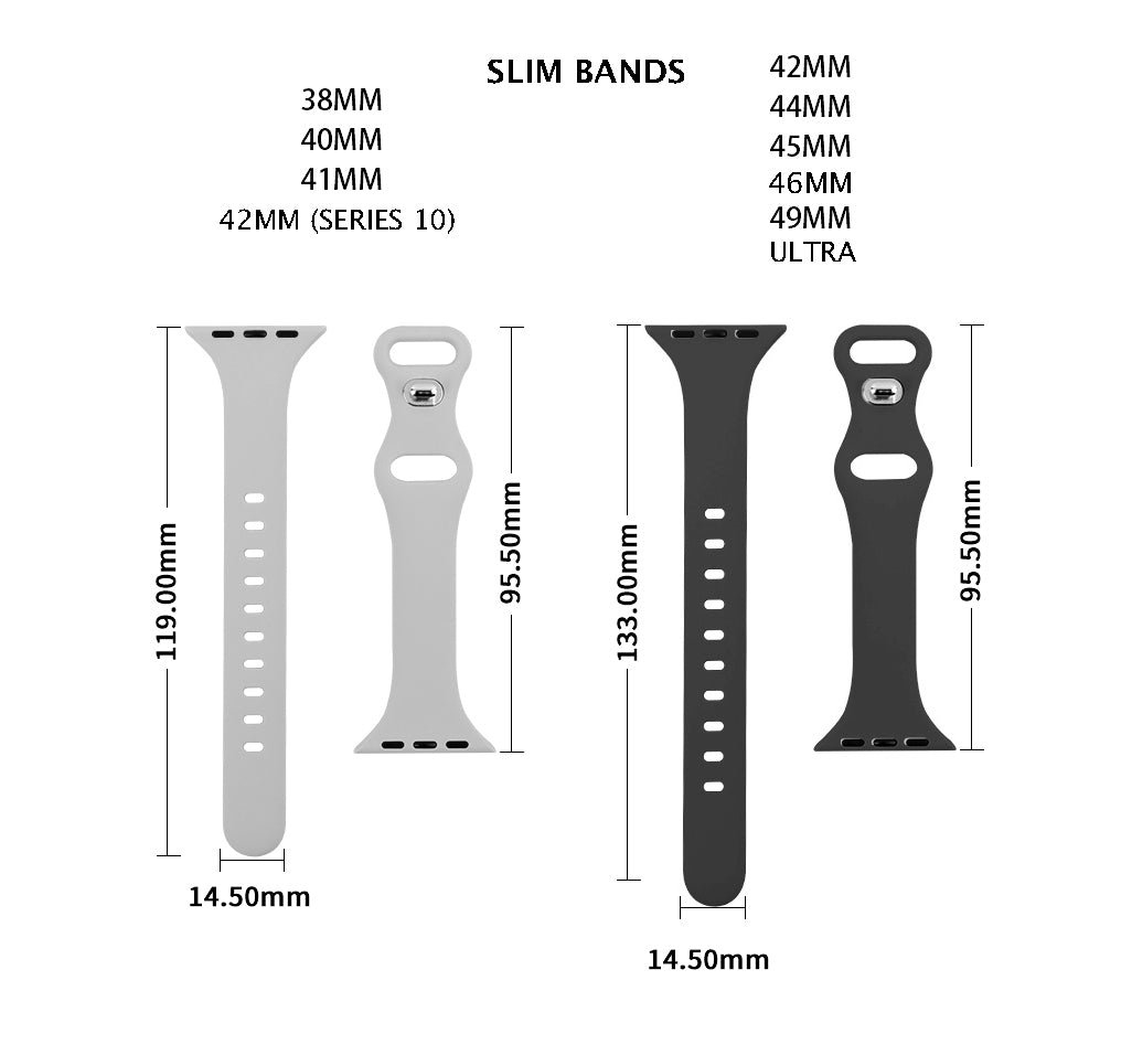 SLIM Size Engraved Apple Watch Compatible Band - 38/40/41mm (42mm Series 10 & 11) & 49/46/45/44mm (42mm Series 1-3)