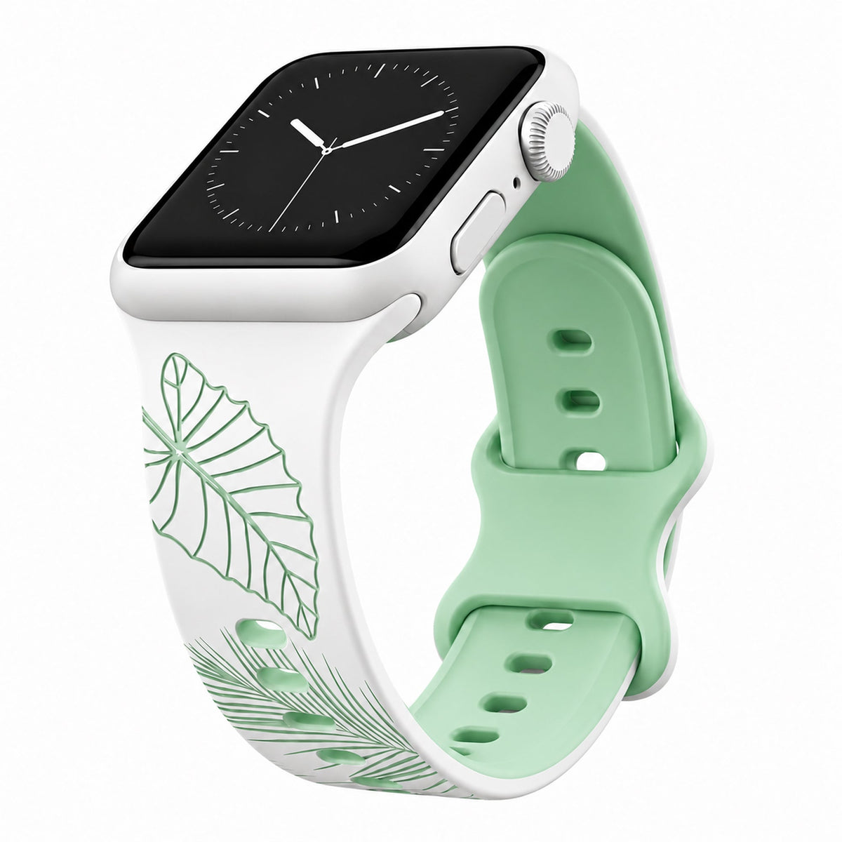 Tropical Medley Two-Tone Engraved Silicone Watchband Compatible with Apple Watch
