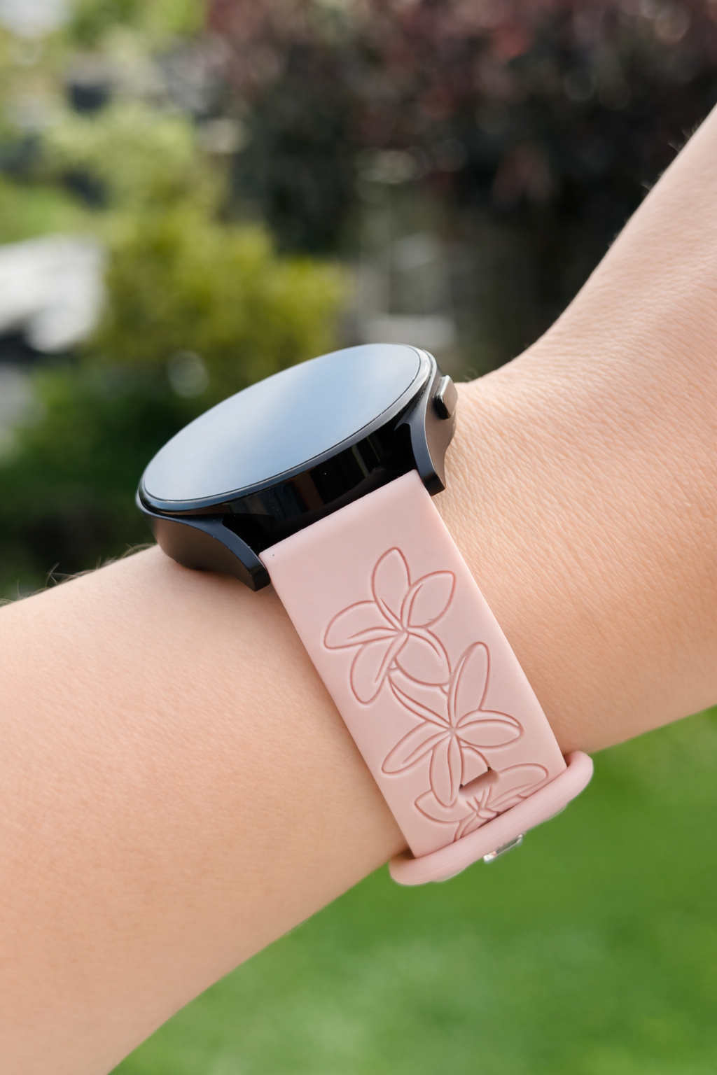 Blush Plumeria Engraved Design Standard Size - Universal Band - 20MM
