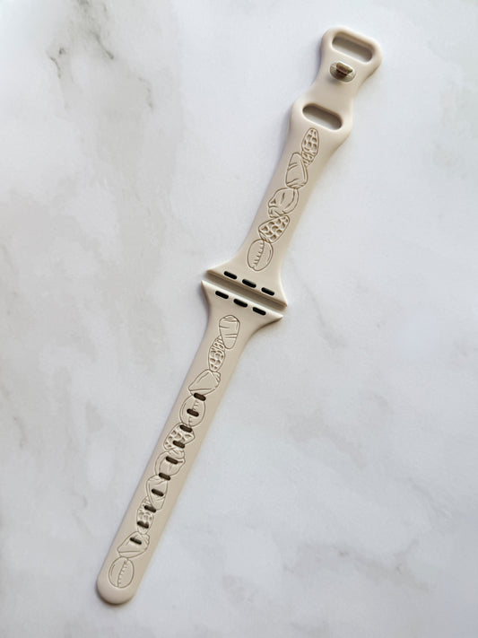 Champagne Shell Medley Slim Engraved Silicone Watchband Compatible with Apple Watch - SMALL WATCH - 38/40/41mm (42mm Series 10 & 11)
