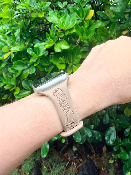 Taupe Shell Medley Slim Engraved Silicone Watchband Compatible with Apple Watch - SMALL WATCH - 38/40/41mm (42mm Series 10 & 11)
