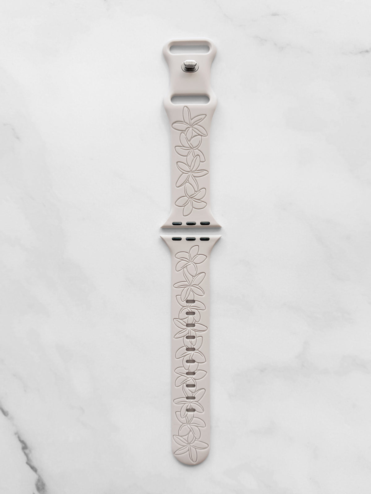 Champagne Plumeria Engraved Silicone Watch Band Apple Watch Compatible - SMALL WATCH - 38/40/41mm (42mm Series 10 & Up)