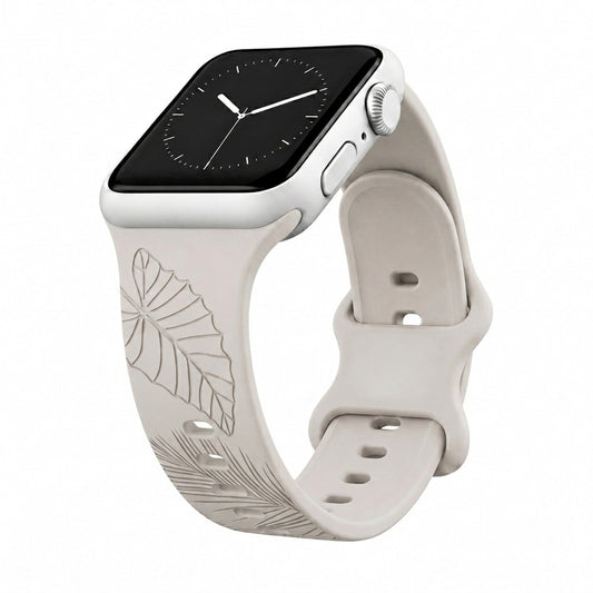 Champagne Tropical Engraved Silicone Watch Band Apple Watch Compatible SMALL WATCH 38/40/41mm & (42mm Series 10 & Up)