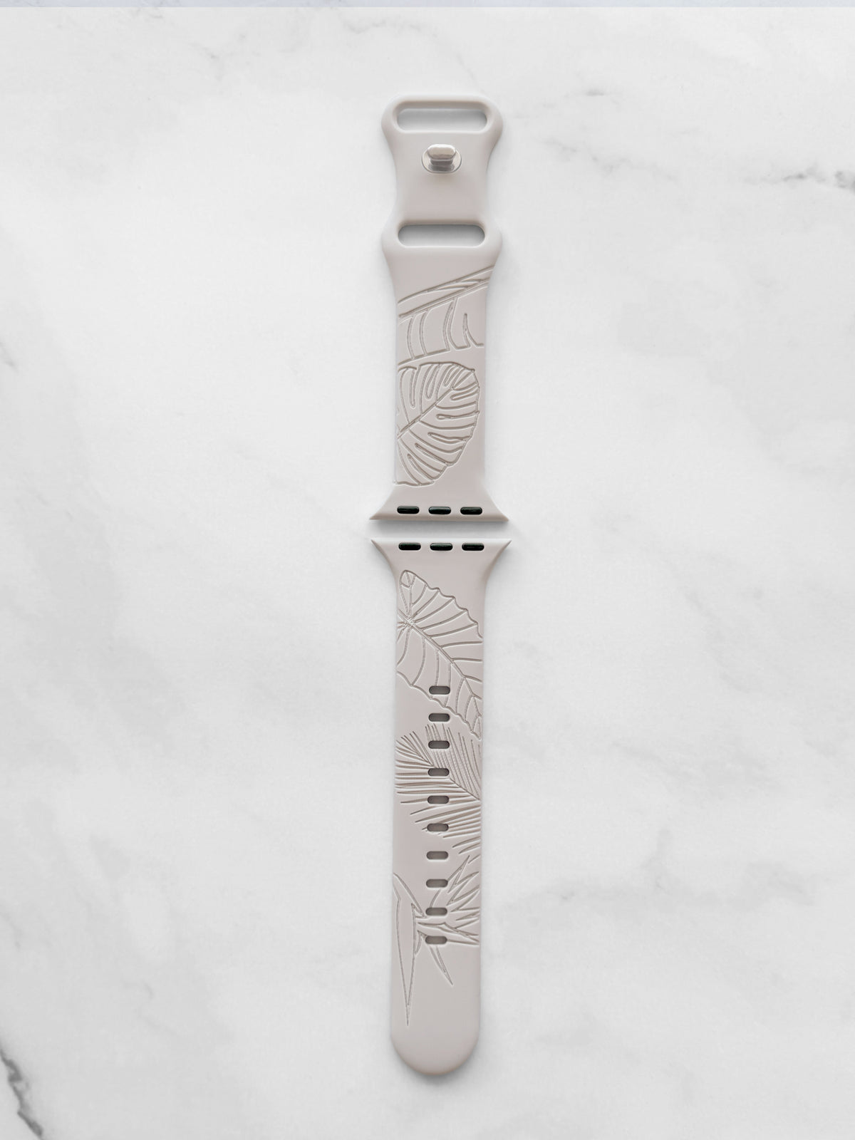 Champagne Tropical Engraved Silicone Watch Band Apple Watch Compatible SMALL WATCH 38/40/41mm & (42mm Series 10 & Up)
