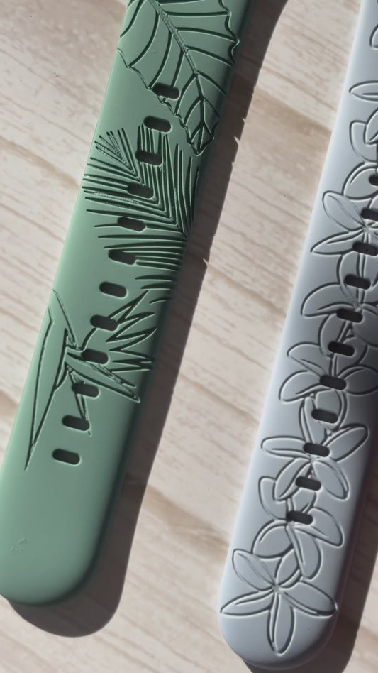 Blush Puakenikeni Engraved Silicone Watchband Compatible with Apple Watch - SMALL WATCH - 38/40/41mm (42mm Series 10 & 11)