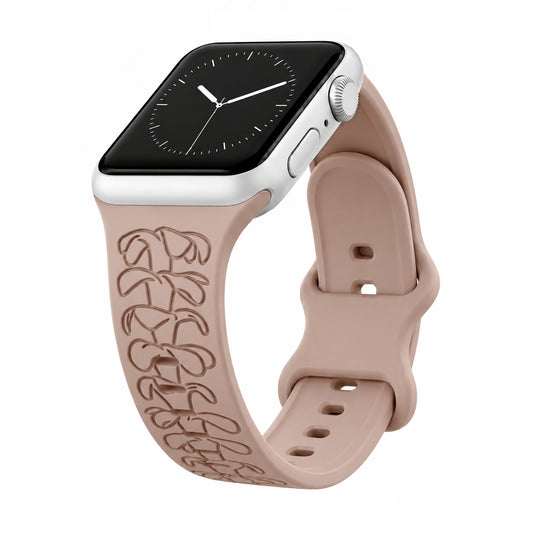 Taupe Puakenikeni Engraved Silicone Watchband Compatible with Apple Watch - SMALL WATCH - 38/40/41mm (42mm Series 10 & 11)