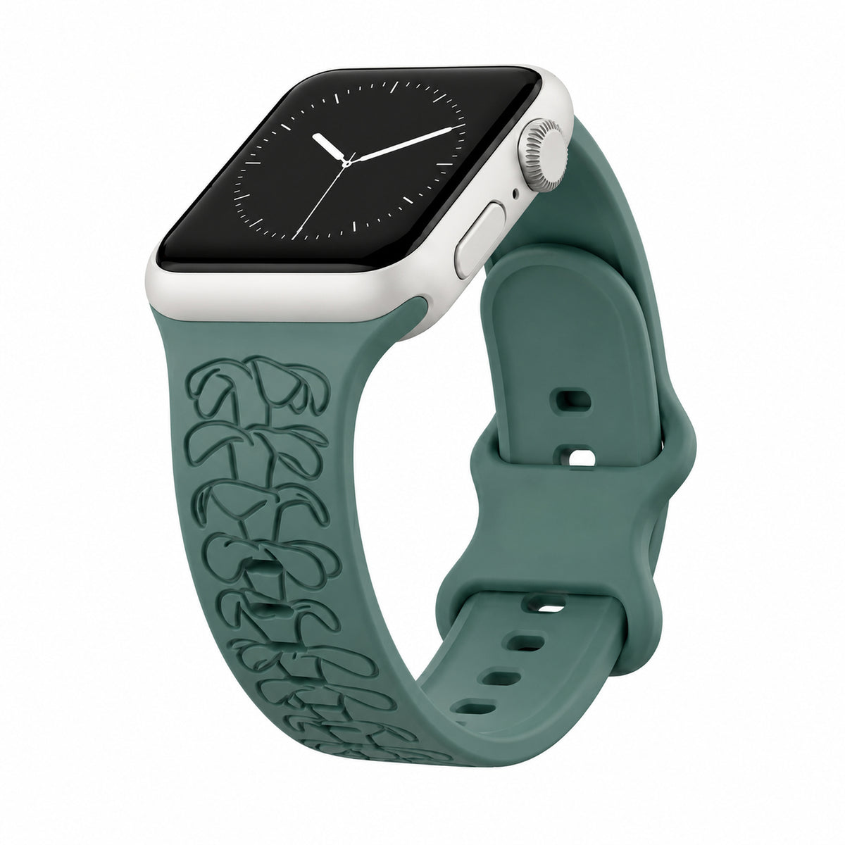 Dusty Jungle Puakenikeni Engraved Silicone Watchband Compatible with Apple Watch - LARGE WATCH - 49/46/45/44mm (42mm Series 1-3)